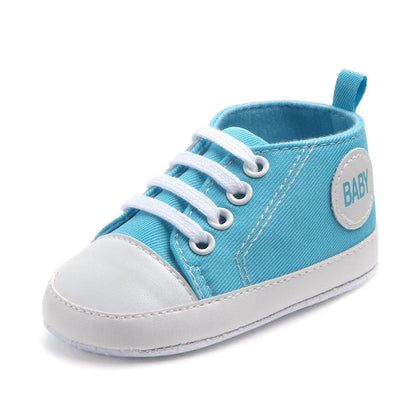 Canvas classic sports sneakers for baby boys and girls with soft sole anti-slip design