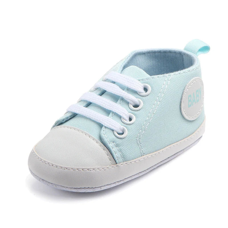 Canvas classic sports sneakers for baby boys and girls with soft sole anti-slip design