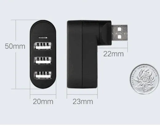 USB 2.0 hub splitter with spin colour finish in black and white options for computer port expansion