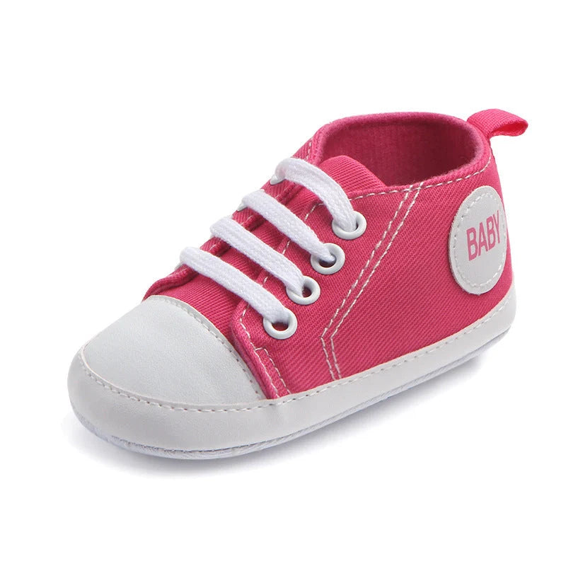 Canvas classic sports sneakers for baby boys and girls with soft sole anti-slip design