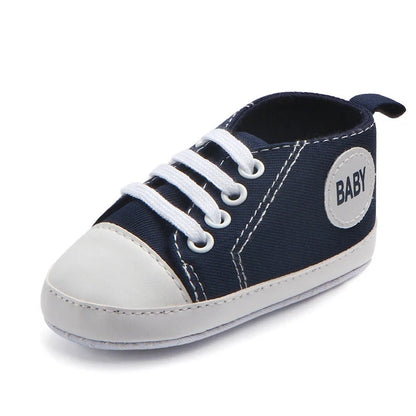 Canvas classic sports sneakers for baby boys and girls with soft sole anti-slip design