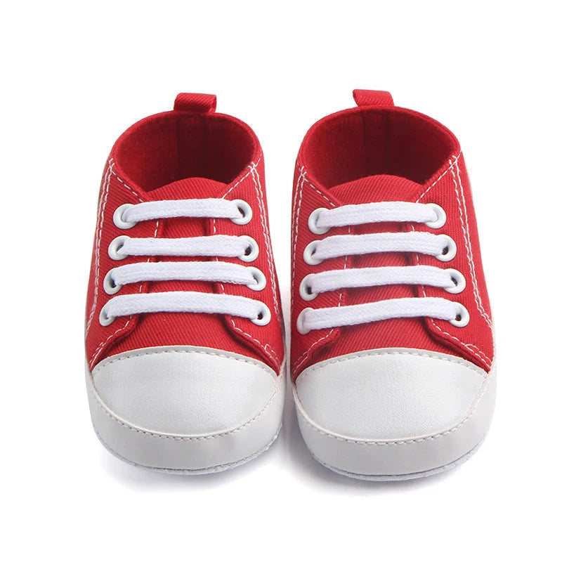 Canvas classic sports sneakers for baby boys and girls with soft sole anti-slip design