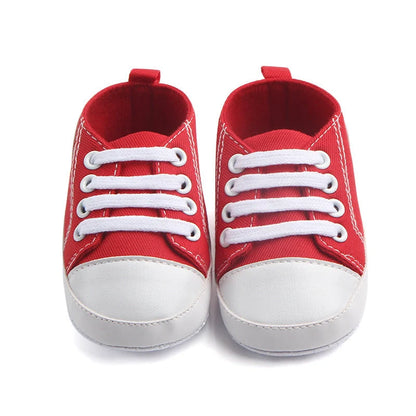 Canvas classic sports sneakers for baby boys and girls with soft sole anti-slip design