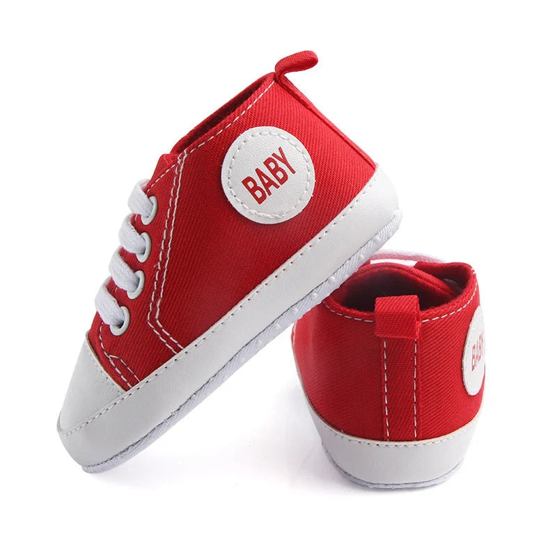 Canvas classic sports sneakers for baby boys and girls with soft sole anti-slip design