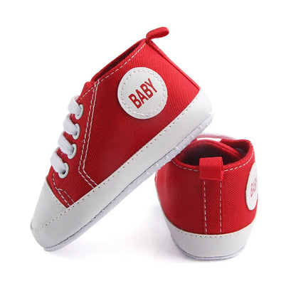 Canvas classic sports sneakers for baby boys and girls with soft sole anti-slip design