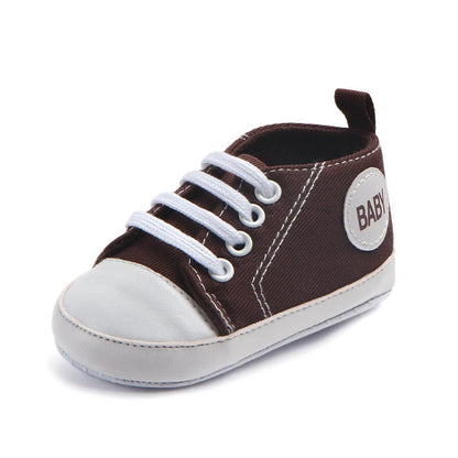Canvas classic sports sneakers for baby boys and girls with soft sole anti-slip design