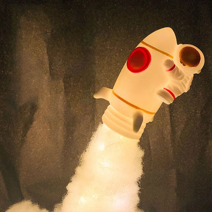 DIY LED Rocket Night Light with astronaut model and USB power