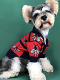 Coral fleece dog sweater in purple, autumn winter pet clothing, side view