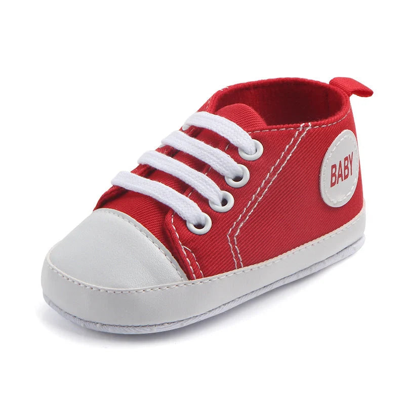 Canvas classic sports sneakers for baby boys and girls with soft sole anti-slip design