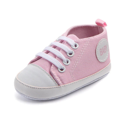 Canvas classic sports sneakers for baby boys and girls with soft sole anti-slip design