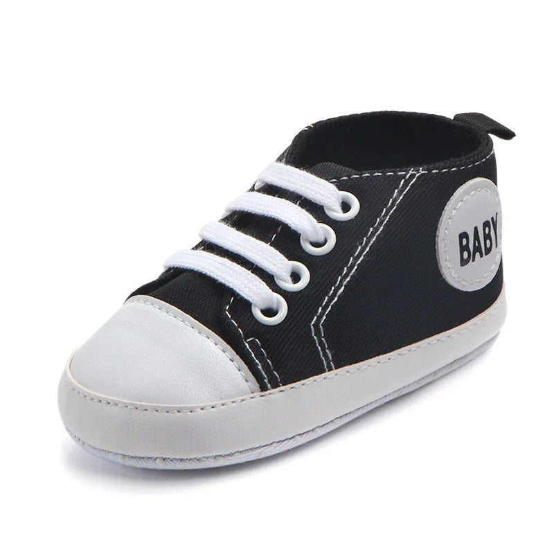 Canvas classic sports sneakers for baby boys and girls with soft sole anti-slip design