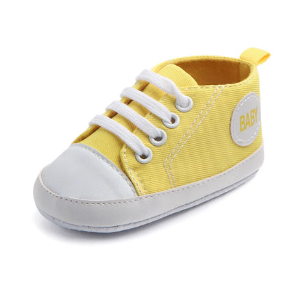 Canvas classic sports sneakers for baby boys and girls with soft sole anti-slip design