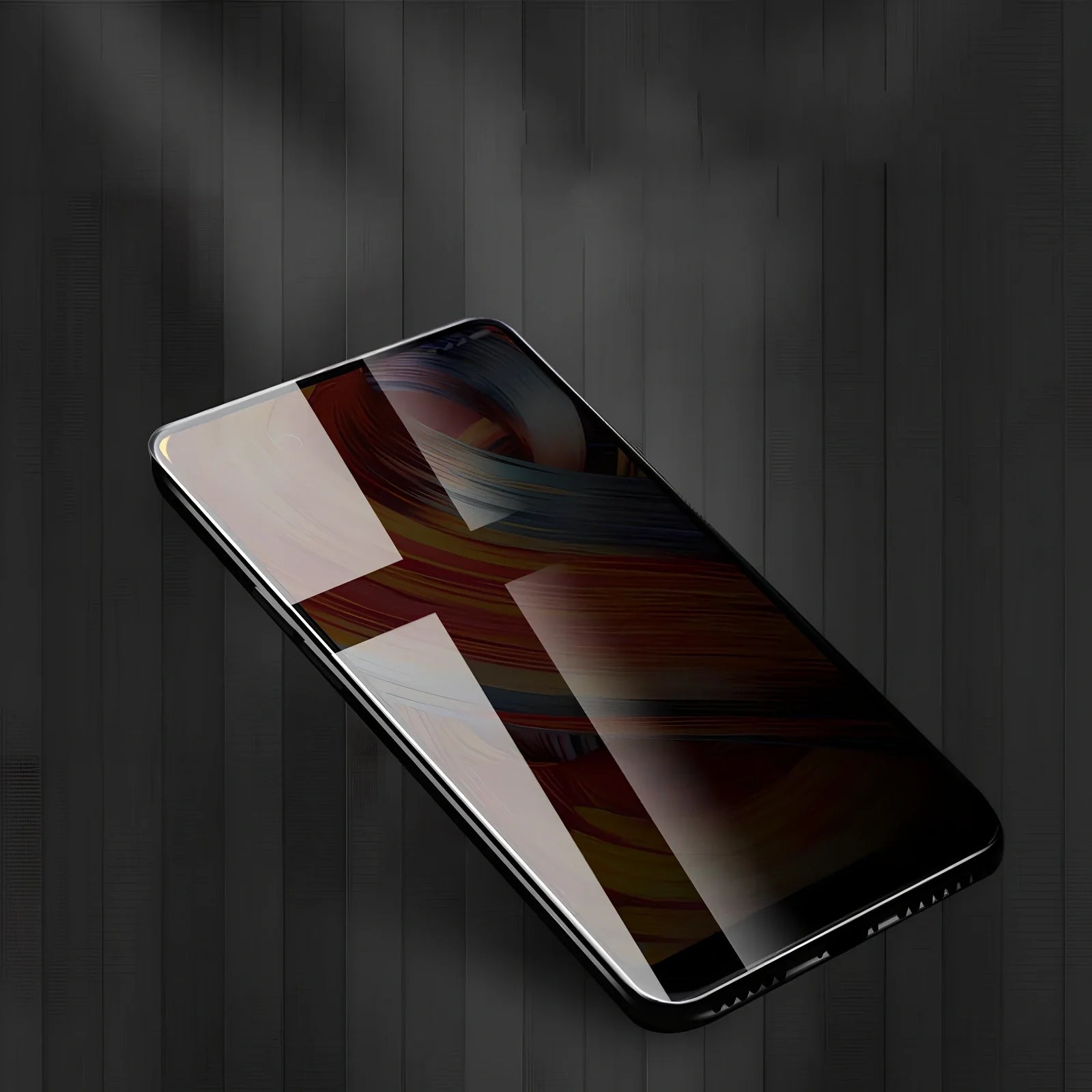 Black ceramic matte anti-peep screen protector applied to iPhone 13 with 30-degree privacy shielding and PET high-definition finish