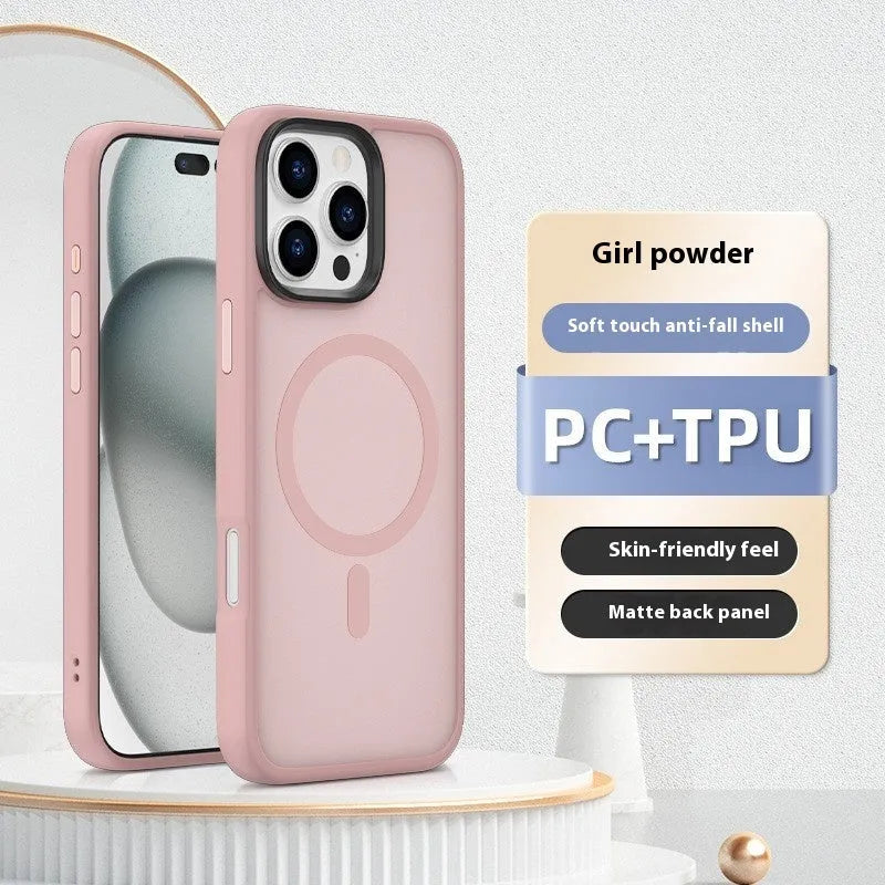 Black magnetic phone case for iPhone 11 and 12 Pro Max with TPU PC back cover and shockproof protection