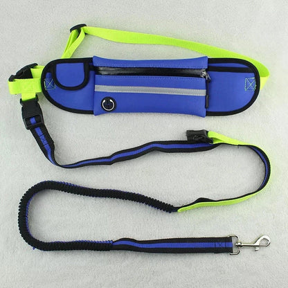 Waterproof reflective pet running waist bag with adjustable traction rope