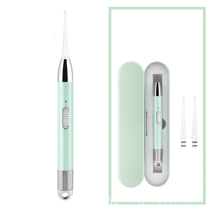 Children's rechargeable luminous ear pick in green and purple