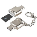Compact metal Android card reader adapter with TF memory card slot and micro USB connector