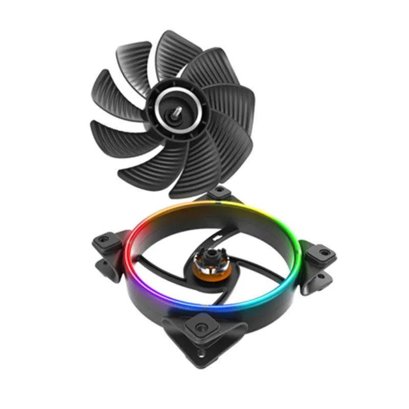 Three black 120mm RGB PC case fans with illuminated blades and hydraulic bearings