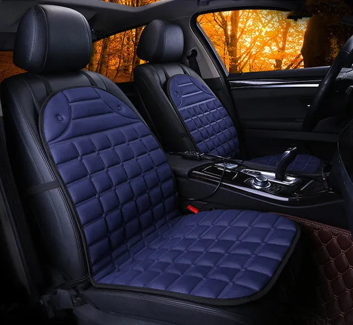 12V car heated seat cushion in black, size 55x46x48cm, with power line and fuse