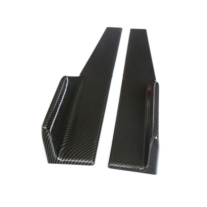 Pair of black PU side skirts 0.45m with 3D carbon fibre pattern for automobile modification