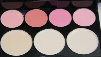 Three-layer makeup box set with 24 eyeshadow colours, 8 lipsticks, blushes, powder cakes, brushes, puff, and mirror