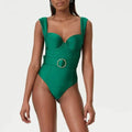 Women's one-piece swimsuit with gauze skirt in either double shoulder or oblique shoulder style options