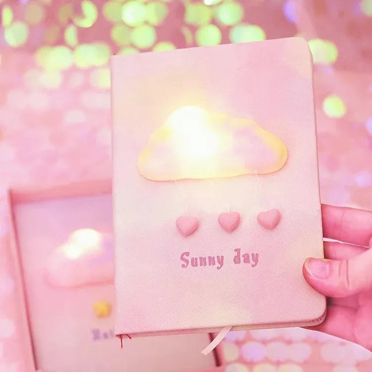 Cloud bubble light notebook with imitation leather cover, wireless binding, 12x17 cm, Love colour option