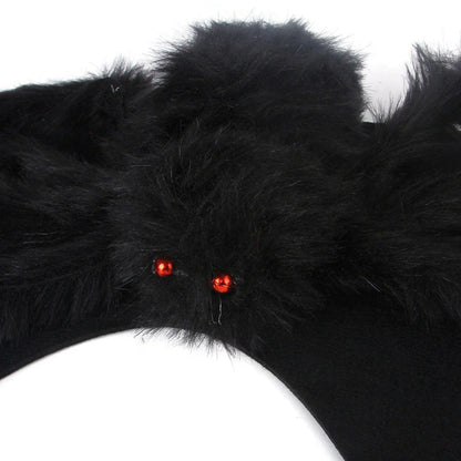 Spooky spider pet costume in red and black colors, designed for cats, dogs, and other small pets to wear for Halloween