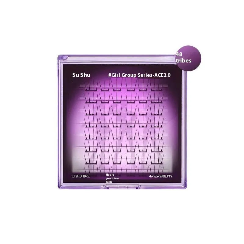 Reusable false eyelash stickers with 48 artificial fibre clusters including glue and tweezers