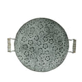 Round black wrought iron storage tray with European styling for jewellery and food organisation