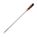Lengthened high hardness screwdriver with carbon steel cutter head and plastic handle, shown by size options