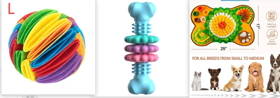 TPR dog chew toy bone in blue, pink, and green for teeth cleaning and stress relief