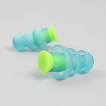 Light blue silicone anti-noise earplugs for travel noise reduction
