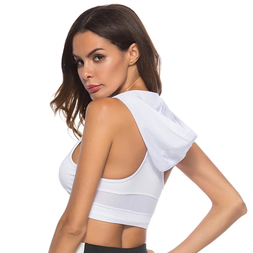Running Quick-drying Yoga Vest with Shockproof Chest Pad in black and white