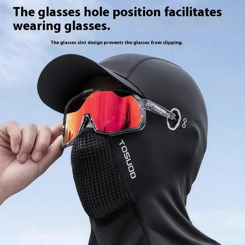 Ice silk sun-proof headgear with 3D sunshade in black, gray, and white for outdoor cycling mask
