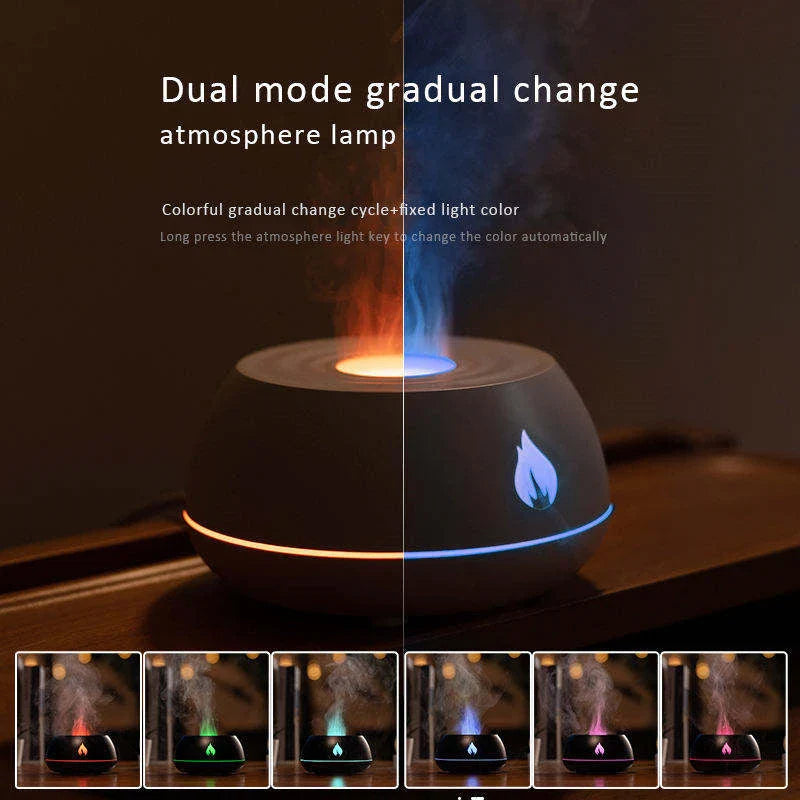 Soothing Flame Humidifier: Aromatherapy Diffuser with 7-Color Lighting
