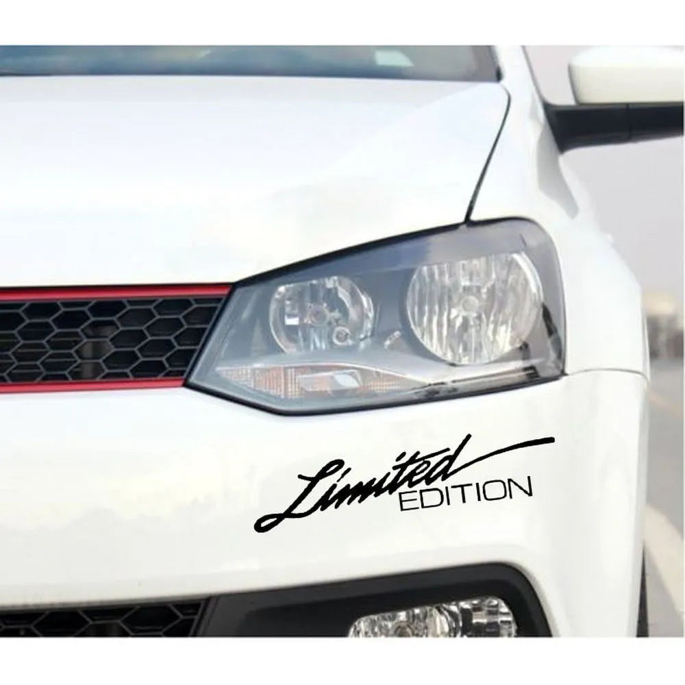Plastic reflective car bumper sticker measuring 16cm long, shown in black, white, and colourful options.