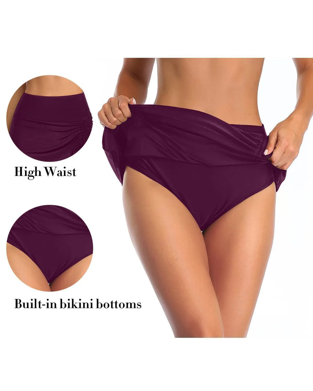 Women's solid colour lace swimming trunks in briefs style, shown in a selection of available colours.