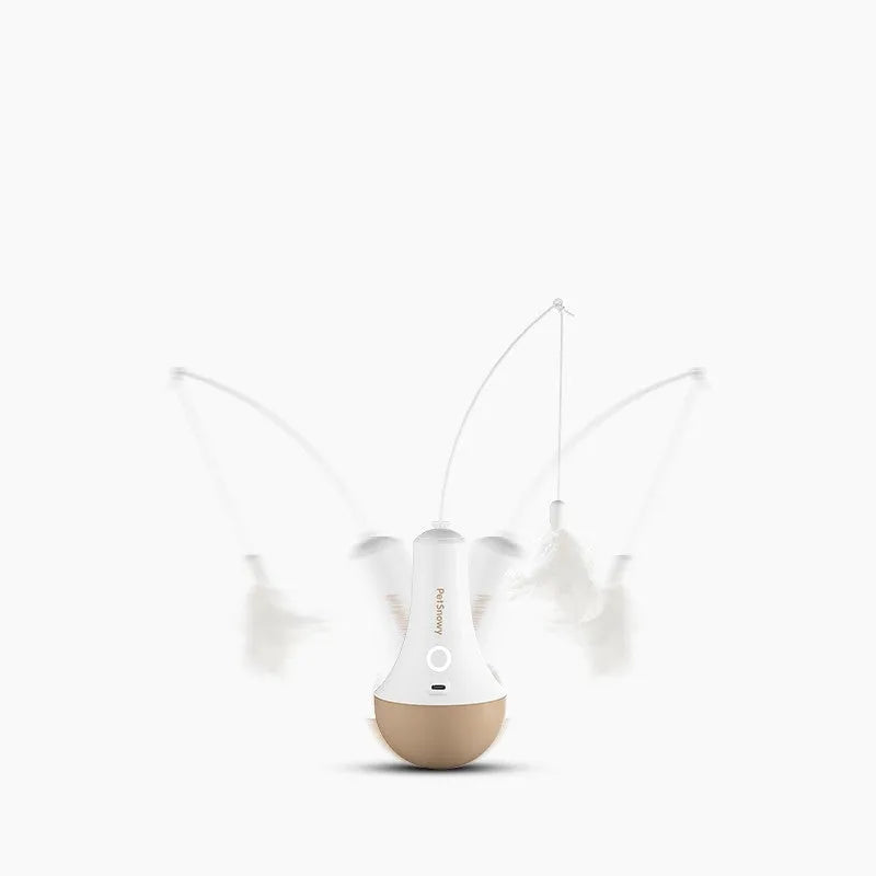Intelligent tumbler electric cat toy made of ABS plastic with USB Type-C charging port, cat horn attachment, and LED light indicator