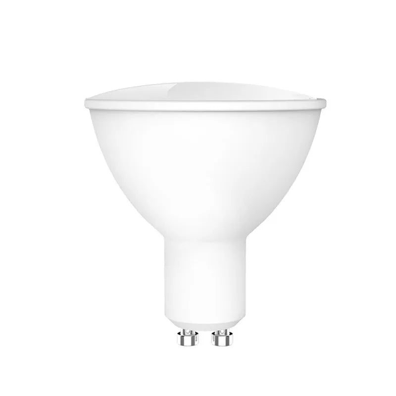 GU10 smart LED spotlight bulb with RGBCCT colours, compact 50x55mm dimensions