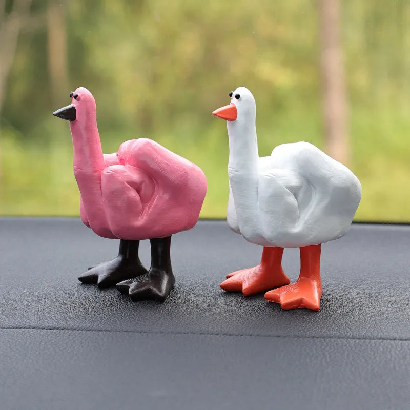 Creative vertical middle finger duck car ornament resin 5x7.7cm cartoon design