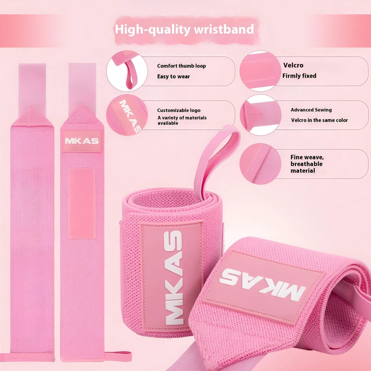 Power lifting elastic wrist bandage with stripe winding design in multiple colours for bench press and fitness training