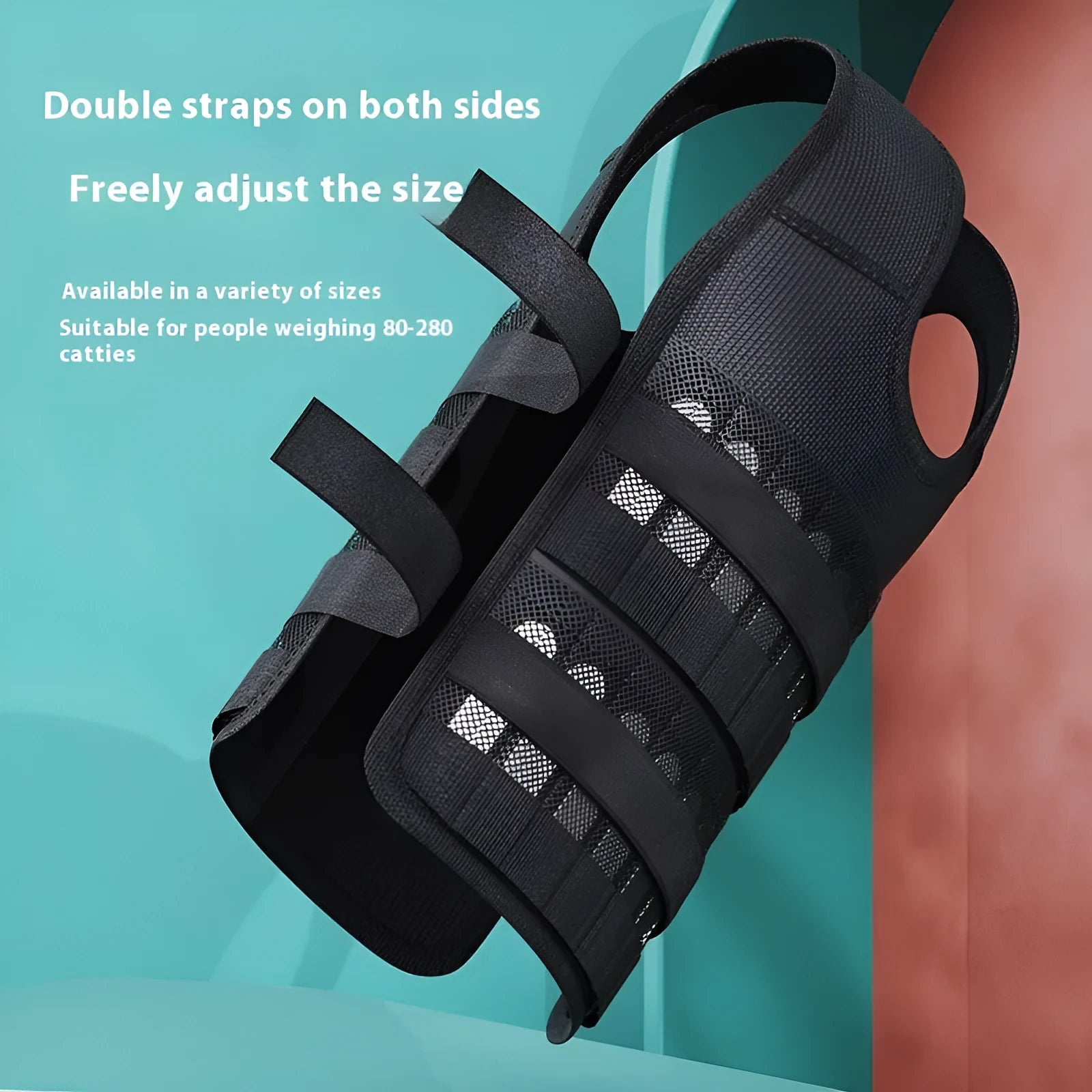Black leather adjustable weight vest with cast iron plates for running and strength training