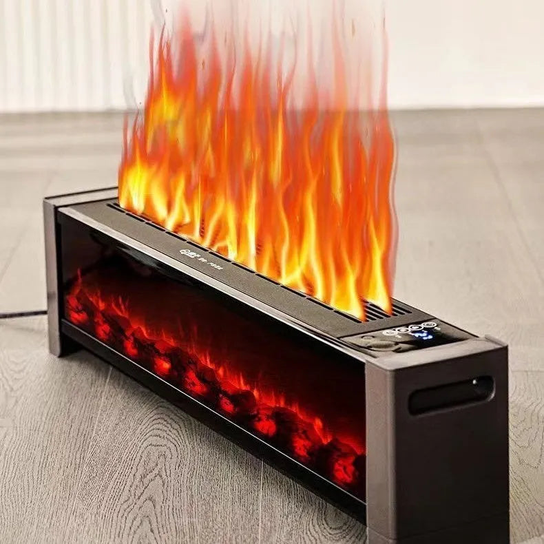 3D simulation flame skirting line heater with voice control, 2000W, 870mm by 195mm by 265mm