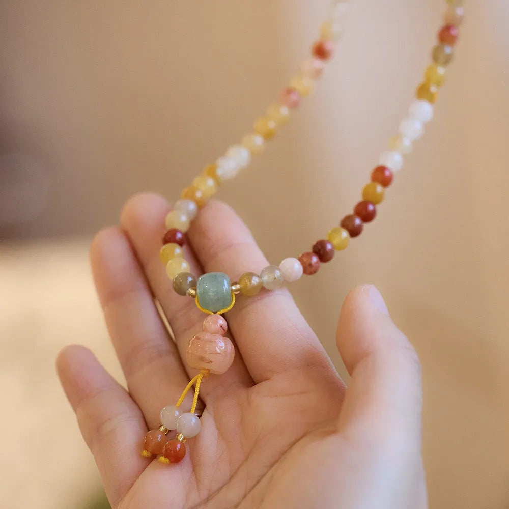 Women's three-circle pumpkin tassel bracelet in Jinsi Jade with national style design
