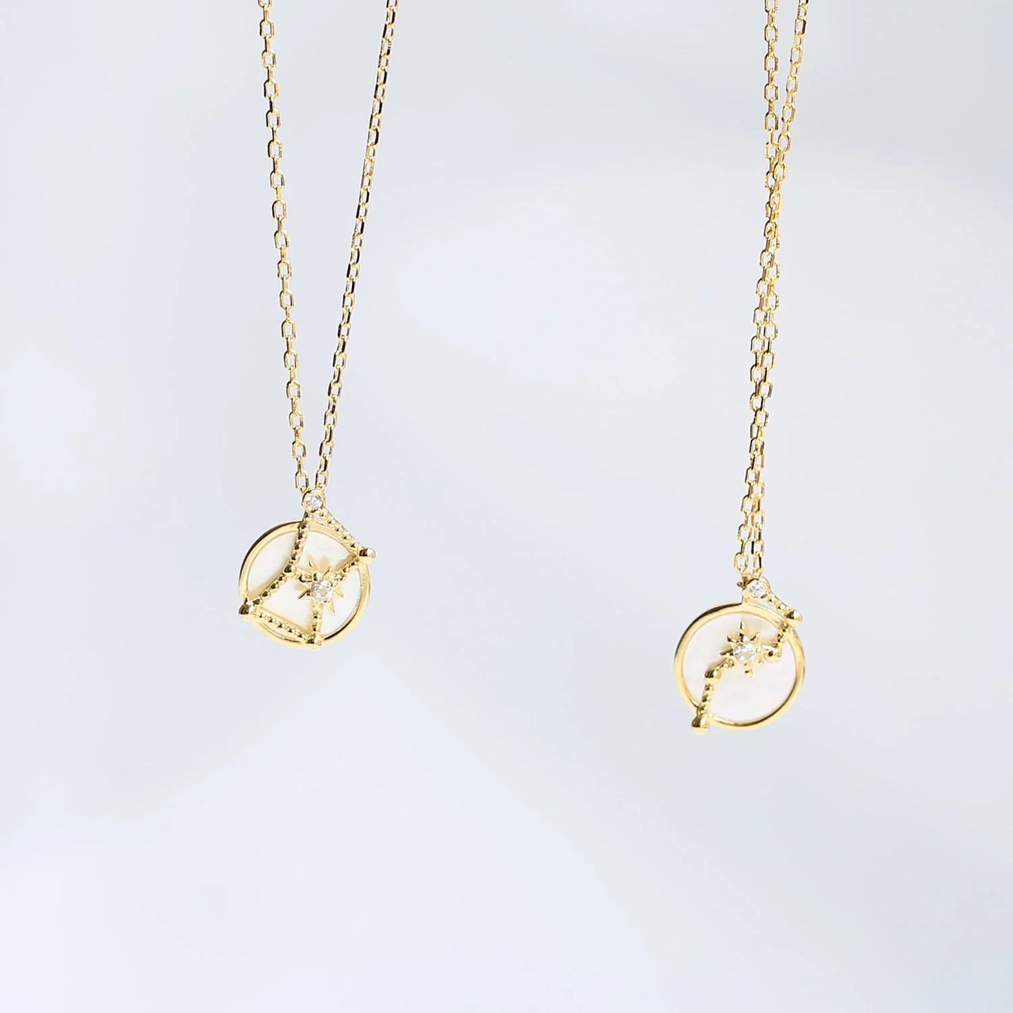 Christmas Big Dipper Orion Natural White Shell Necklace in 925 Silver with adjustable chain