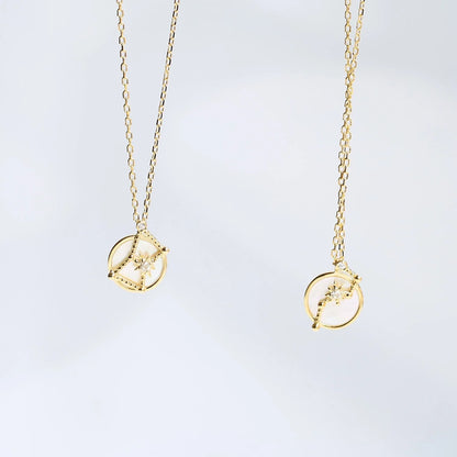 Christmas Big Dipper Orion Natural White Shell Necklace in 925 Silver with adjustable chain