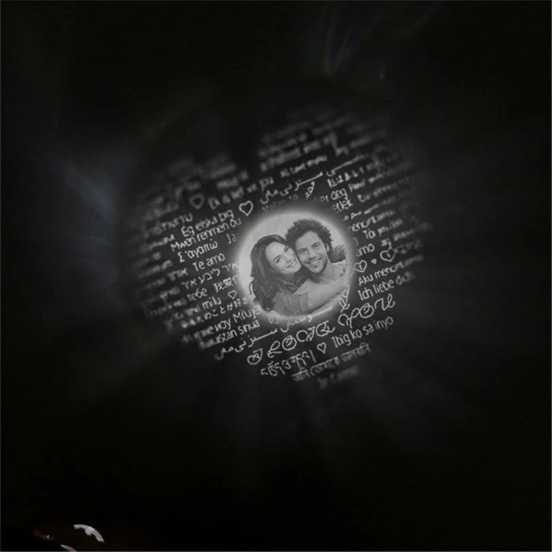 Original Projection Necklace with hidden love words in 100 languages, sterling silver, rose gold finish