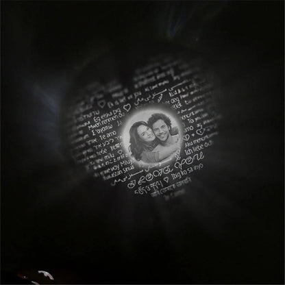 Original Projection Necklace with hidden love words in 100 languages, sterling silver, rose gold finish