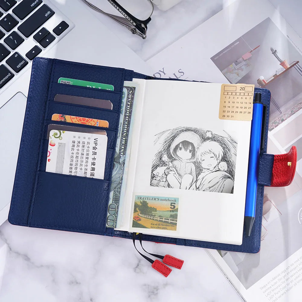 A6 leather notebook with Lychee pattern cowhide cover in off white, pink, or white colour options